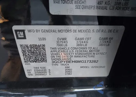 2021 Chevrolet Silverado 1500 4Wd Short Bed Custom из США, поврежденный, VIN 3GCPYBEH6MG173282